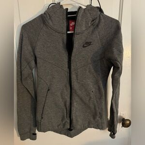 Grey hooded Nike zip up